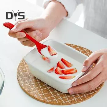 1 комплект с крышкой, ложка для фруктов с закругленными краями, полезная портативная ложка для десерта, ложка для смешивания, питья, супа чёрный