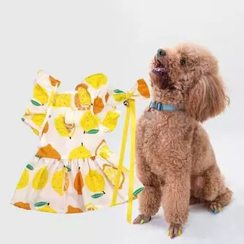 1 комплект с юбкой для собак Tow с оборками на рукавах и милым лимонным принтом для домашних собак и кошек, летняя одежда XL жёлтый