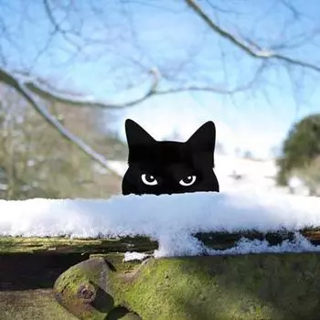 1 комплект садовой колышки, поверхность с нержавеющим покрытием, острый наконечник, реалистичный вид, декоративная, устойчивая к атмосферным воздействиям, черная вставка для выглядывающего кота, товары для дома. B