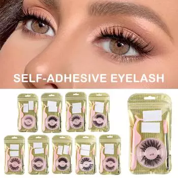 1 комплект самоклеящихся накладных ресниц, натуральные тонкие самоклеящиеся ресницы ручной работы, норковый клей V1C8 104-One-size