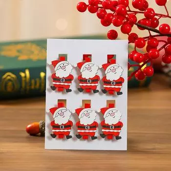 1 комплект Санта-Клауса, макет сцены из мультфильма, рождественские украшения, рождественские клипсы, рождественские украшения, деревянный фотоорганайзер