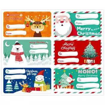 1 комплект Счастливого Рождества, спасибо, наклейка, клейкая этикетка, бумага для печати, бирки с именем «Откуда», рождественские украшения, канцелярские принадлежности one size