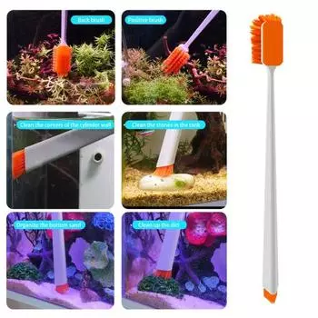 1 комплект щетки для аквариума, удобная маленькая скруббер для водорослей, прочная щетка для чистки аквариума оранжевый