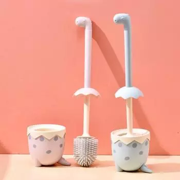 1 комплект щетки для унитаза, сильная дезактивация, чистка мертвых углов, длинная ручка, мультяшная форма яйца динозавра, щетка для чистки ванной комнаты с подставкой для дома синий