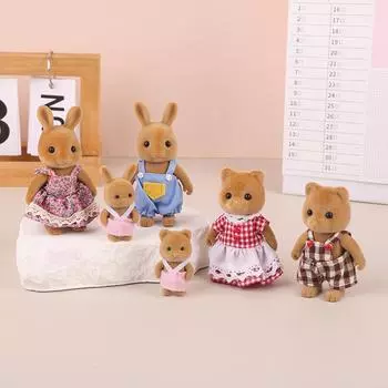 1 комплект, семейный кукольный домик, пушистые фигурки животных в коробке, рождественская игрушка в подарок для детей as the picture