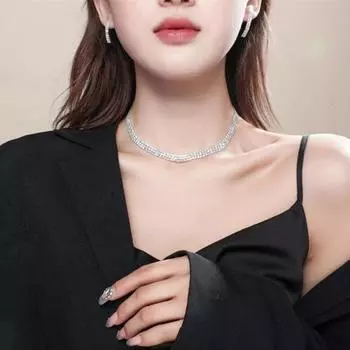 1 комплект, серьги-колье невесты, сверкающие стразы, элегантные роскошные гипоаллергенные серьги-гвоздики для женщин и девочек, комплект свадебных украшений, подарок серебряный