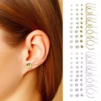 1 комплект серег-гвоздиков из искусственного циркона со стразами из искусственного жемчуга C-образные серьги-кольца в подарок ювелирные изделия золотистый
