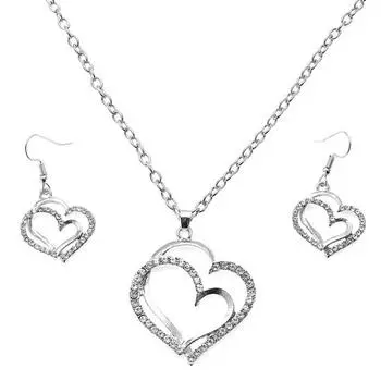 1 комплект серег-крючков с двойным сердцем, процесс полировки, 2 цвета для женщин золотистый