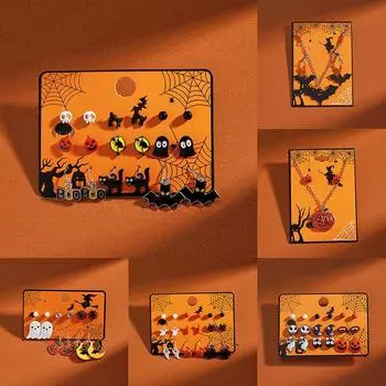 1 комплект серег на Хэллоуин, креативная мода, серьги в виде призрака, тыквы, летучей мыши, паука, мультяшные забавные серьги для косплея, ювелирные подарки A23