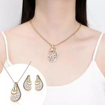 1 комплект серег неправильной формы с гальваническим покрытием полые свадебные аксессуары комплект ожерелья и сережек золотистый