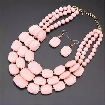 1 комплект серег, простое ожерелье в стиле бохо, нагрудник, ювелирные изделия, подарок, бисер, многослойные, красочные, женские, массивные 42cm красный