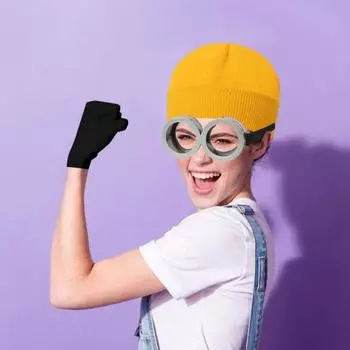 1 комплект, шапка, перчатки, очки, желтая шапочка, персонаж мультфильма, аксессуары для косплея, один размер, очки в стиле стимпанк, костюм на Хэллоуин