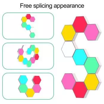 1 комплект шестиугольных настенных светильников с высокой яркостью, плавной регулировкой яркости, несколькими режимами освещения, сенсорным управлением, термостойкими, самодельными геометрическими игровыми огнями Colorful Light