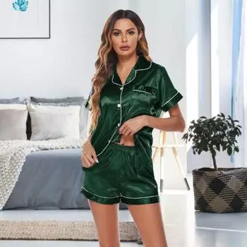 1 комплект шикарных летних пижамных комплектов, удобная домашняя одежда, мягкая короткая летняя ночная рубашка, весенняя одежда S красный