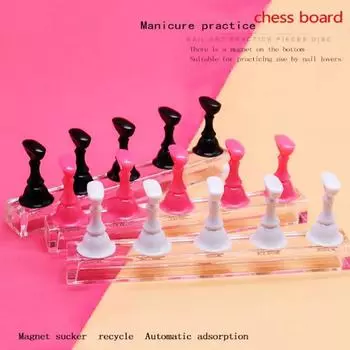 1 комплект шикарных магнитных накладных ногтей для практики и обучения, подставка-держатель темно-розовый