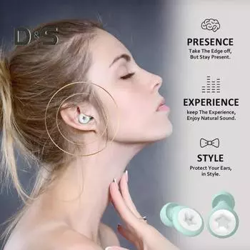 1 комплект шумоподавляющих берушей с ушными вкладышами, моющиеся, водонепроницаемые, мягкие, многоразовые, для защиты органов слуха, для концертов, работы, учебы, сна, бесшумные беруши черный белый