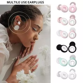 1 комплект шумоподавляющих берушей с ушными вкладышами, моющиеся, водонепроницаемые, мягкие, многоразовые чёрный