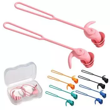 1 комплект силиконовых берушей для плавания с вращающимся на 360 градусов шнуром, эргономичные, водонепроницаемые, моющиеся, мягкие, многоразовые, мужские и женские, шумоподавляющие, бесшумные беруши чёрный