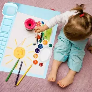 1 комплект силиконовых ковриков для рисования с чашкой, фартуком, рукавом и кистью, большой художественный коврик розовый