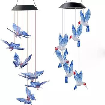 1 комплект Синие колокольчики ветра Генерация солнечной энергии для украшения двора и улицы Колокольчики ветра и подвески1 комплект Синие колокольчики ветра Random style,1pc