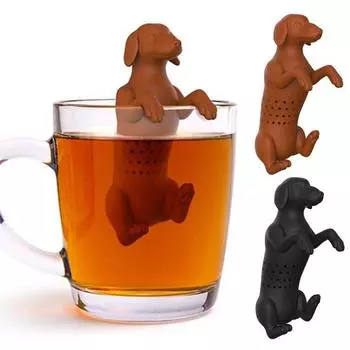 1 комплект ситечек для чая с плотными отверстиями, термостойкий, съемный, легко наполняется, хорошая проницаемость, в форме мультяшной собаки, диффузор для чая, барный инструмент кофейный