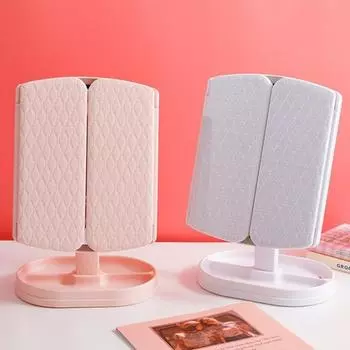 1 комплект складного зеркала, прозрачное, широкое применение, легкий, практичный туалетный столик, косметический столик со светодиодной подсветкой и лампой, товары для дома розовый