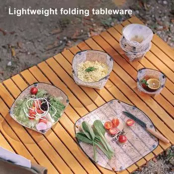 1 комплект складной посуды для отдыха на открытом воздухе с чашей, тарелкой, стаканом для воды, кофейным фильтром, портативный легкий складной набор столовых приборов для кемпинга, походов и кемпинга