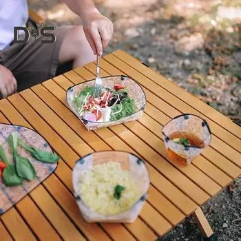 1 комплект складной посуды для отдыха на открытом воздухе с чашей, тарелкой, стаканом для воды, кофейным фильтром, портативный легкий складной набор столовых приборов для кемпинга, походов и кемпинга A