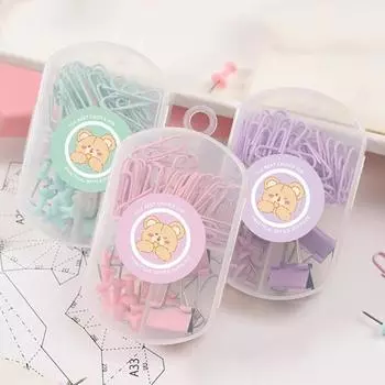 1 комплект скрепки для бумаг, прочный нержавеющий зажим «ласточкин хвост», I-образный набор гвоздей с коробкой для хранения для офисной школьной организации фиолетовый