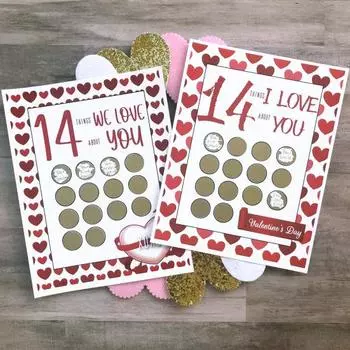 1 комплект скретч-карты «14 вещей, которые мне в тебе нравятся», скретч-принт на День святого Валентина, романтическая поздравительная открытка с любовью для влюбленных A