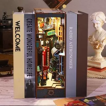 1 комплект Sky City Music Book Nook Kit Богато структурированный, изящный, миниатюрный кукольный домик