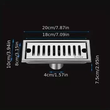 1 комплект сливного трапа для пола из нержавеющей стали для душевой комнаты, дренажная крышка для дезодоранта большого объема, прямоугольная длинная 3.94*7.87inch