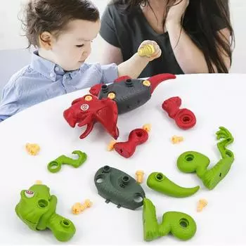 1 набор собранных игрушек динозавров, игровых обучающих, разборных, безопасных, сделай сам, разборных, строительных, детских игрушек, подарков зелёный