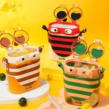 1 комплект соломенной чашки емкостью 570 мл, большая емкость, легко чистящаяся бутылка для воды в форме медоносной пчелы с жёлтый