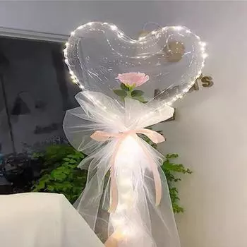 1 комплект, современный светодиодный светильник с лентой/искусственный воздушный шар, многоразовый цветок/сетка «сделай сам», свадебные декоративные светодиодные поддельные розы розовый
