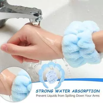 1 комплект спа-повязка на голову с сильным впитыванием, аксессуары для волос, гибкий удобный браслет для снятия макияжа, косметический инструмент белый