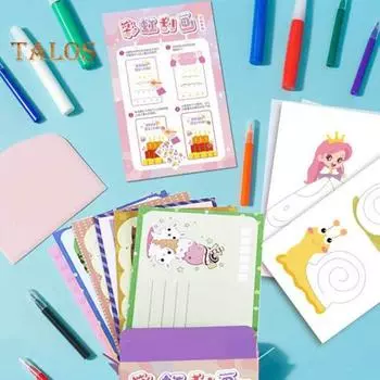 1 комплект Squeegee Art Kids Paint Kit DIY Rainbow Scratch Painting Crafts Kit Детская развивающая игрушка для рисования Scratch Art Подарок для малышей Мальчиков и Девочек A