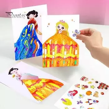 1 комплект Squeegee Art Kids Paint Kit DIY Rainbow Scratch Painting Crafts Kit Детская развивающая игрушка для рисования Scratch Art Подарок для малышей Мальчиков и Девочек A