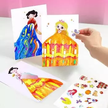 1 комплект Squeegee Art Kids Paint Kit DIY Rainbow Scratch Painting Crafts Kit Детская развивающая игрушка для рисования Scratch Art Подарок для малышей Мальчиков и Девочек