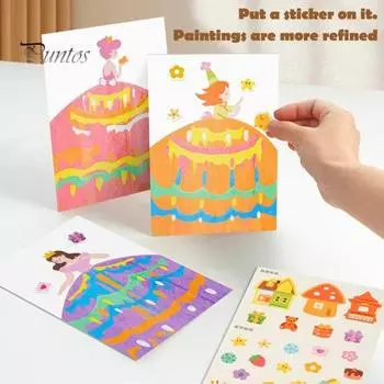 1 комплект Squeegee Art Kids Paint Kit DIY Rainbow Scratch Painting Crafts Kit Детская развивающая игрушка для рисования Scratch Art Подарок для малышей Мальчиков и Девочек 1 Set
