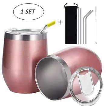 1 комплект стакана для вина без ножки, изолированный стакан из нержавеющей стали с крышками для вина, кофе, напитков, коктейлей белый