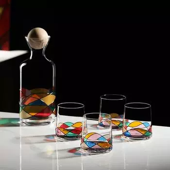 1 комплект стаканов для воды, холодный чайник, термостойкий, для дома, гостиной, стеклянная посуда, чайный сервиз, украшения для дома 1.2L янтарь