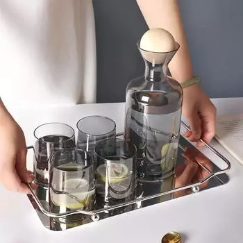 1 комплект стаканов для воды, холодный чайник, термостойкий, для дома, гостиной, стеклянная посуда, чайный сервиз, украшения для дома 1.2L янтарь