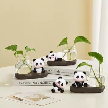 1 комплект статуэток панды, украшение для цветочных бутылок, настольные украшения для выращивания гидропонных растений, 4 стиля