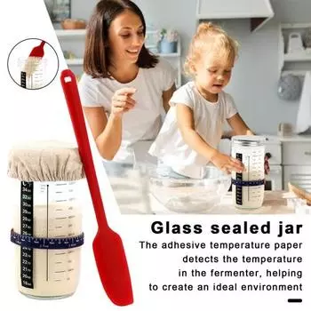1 комплект стеклянной герметичной банки с точной шкалой, винтовой крышкой, силиконовой лопаткой, тканевой крышкой, термометром, бумагой, большой емкостью для хранения закваски L