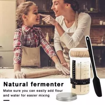 1 комплект стеклянной герметичной банки с точной шкалой, винтовой крышкой, силиконовой лопаткой, тканевой крышкой, термометром, бумагой, большой емкостью, закваской, консервной банкой для хранения хлеба L