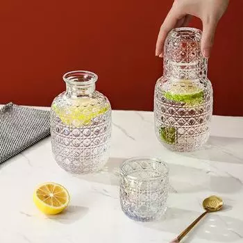 1 комплект стеклянных графинов для холодной воды большой емкости в европейском стиле, набор кувшинов для сока, стакан для питья