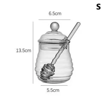 1 комплект стеклянный сотовый бак контейнер для хранения меда с ковшом и крышкой бутылка меда для дома свадьба вечеринка кухонные принадлежности S