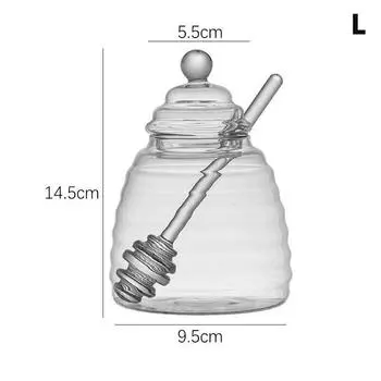 1 комплект стеклянный сотовый бак контейнер для хранения меда с ковшом и крышкой бутылка меда для дома свадьба вечеринка кухонные принадлежности L
