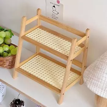 1 комплект стеллажа для хранения вещей, рабочая витрина, кухонный двухъярусный держатель для стаканов, плетеная из лозы стойка для хранения вещей